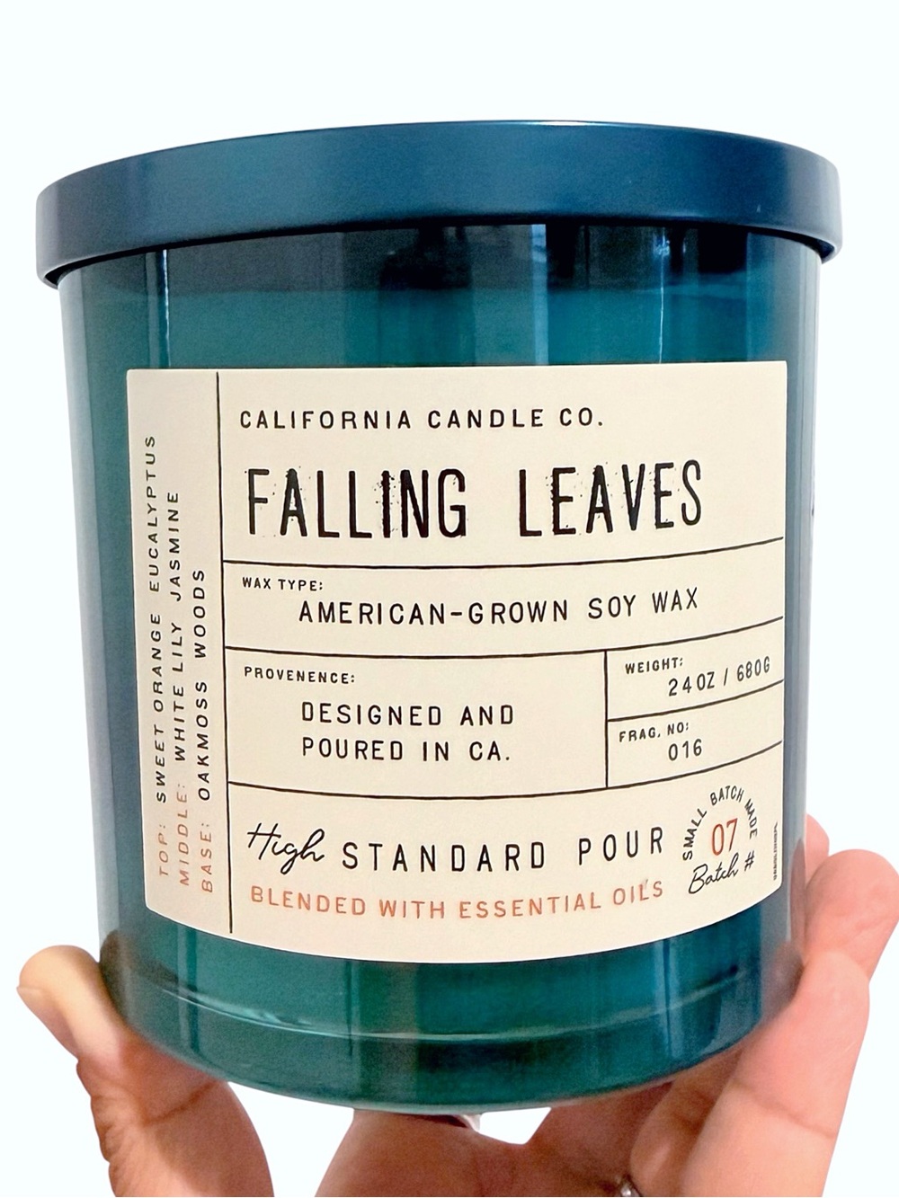 Leoben Company Falling Leaves Large Luxury Scented Candle - Teal